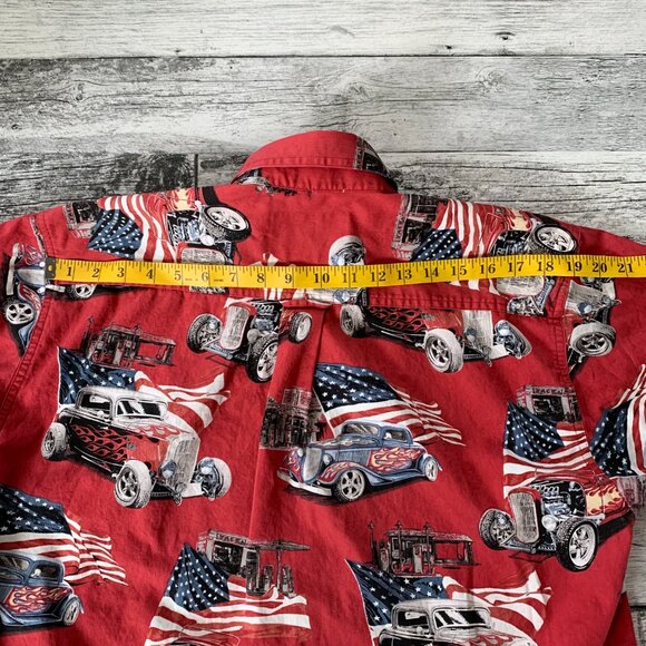North River Hot Rod USA Stars & Stripes Short Sleeve Button Up Shirt - Picture 8 of 11